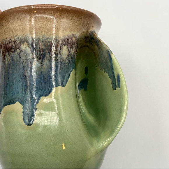 Neher Art Pottery Right Handwarmer Mug Green Blue Drip Glaze Clay In Motion 2016 - Picture 11 of 12